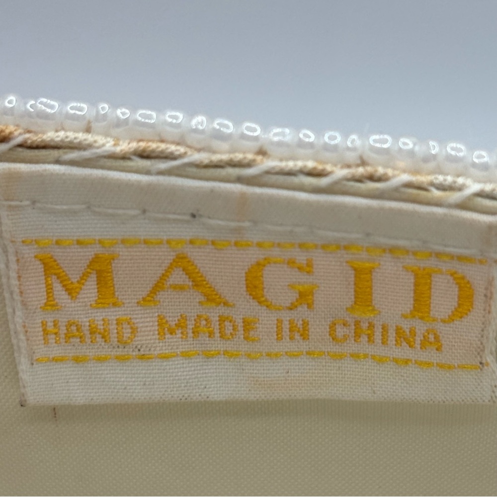 Vintage Magid Beaded Mini Crossbody Bag White Gold Tassel EUC - Picture 6 of 6